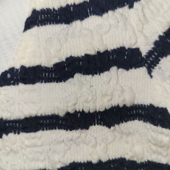 Anthropologie Postage Walkwrite Longsleeve Tee Pleated Inset Navy White  XS - Picture 6 of 11